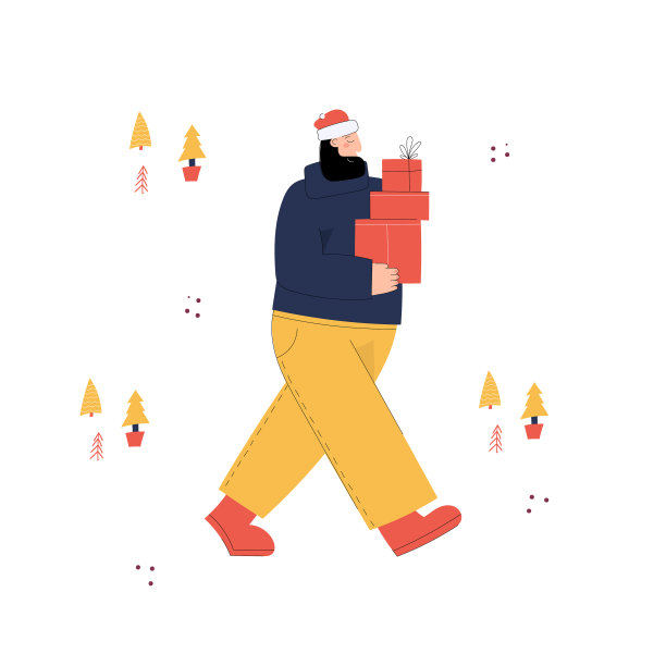 男人和圣诞礼盒图片下载