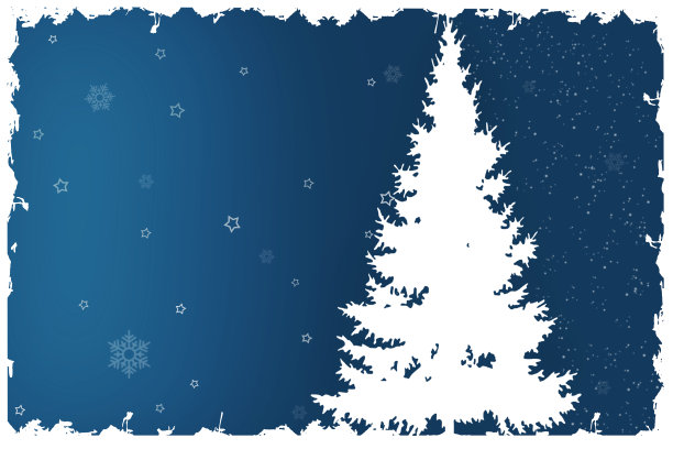 圣诞树上的彩灯由星星背景的雪花组成图片下载