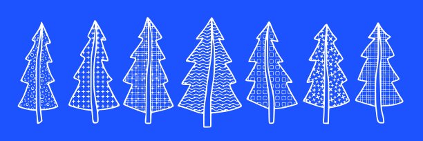 一套程式化的圣诞树，抽象模仿。不同的材质,手工绘画。图片下载