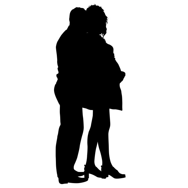 剪影快乐的孕妇和她的丈夫图片下载