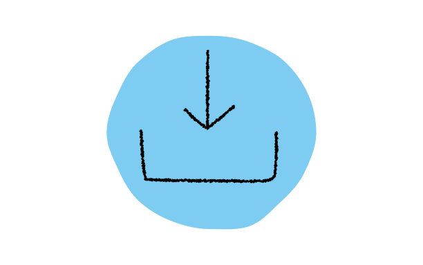 简单下载图标，铅笔写作风格图片下载