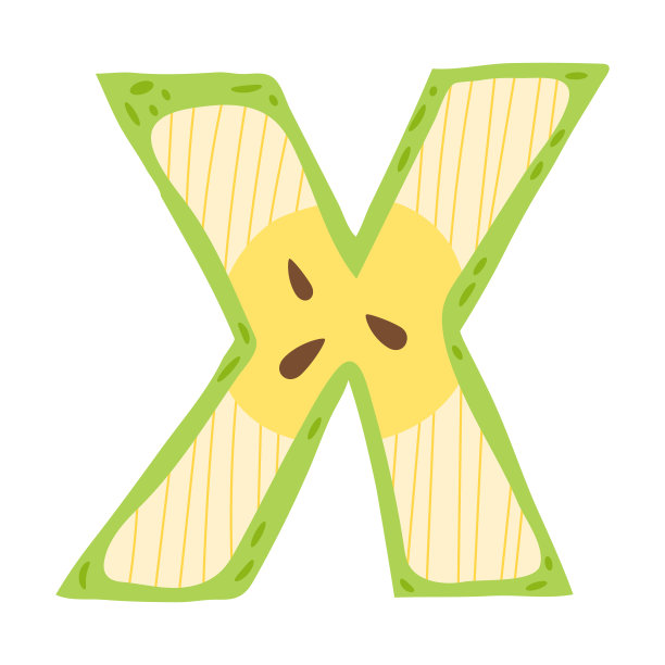 苹果有一种X字形的水果字母图案。矢量插图。图片下载