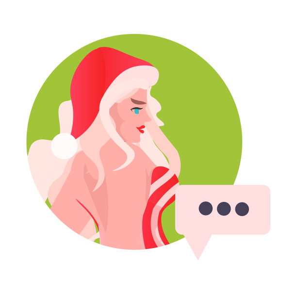 圣诞老人女人头像与聊天泡泡新年圣诞假期庆祝在线交流图片下载