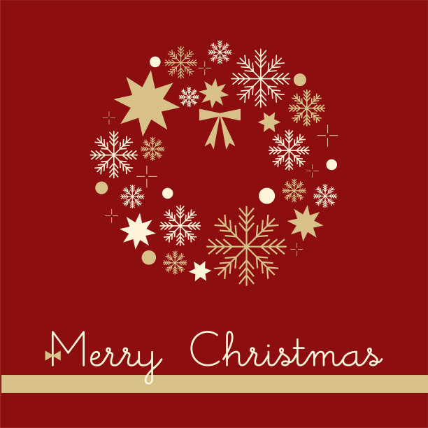 圣诞花环贺卡方红图片下载