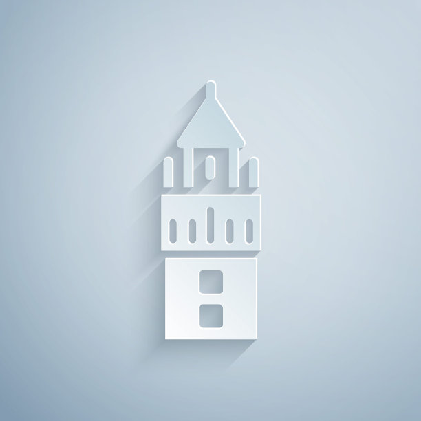 西班牙塞维利亚的吉拉尔达剪纸图标孤立在灰色背景上。纸艺术风格。向量图片下载