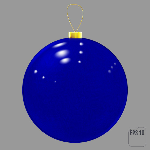 现实的蓝色玻璃圣诞球。图片下载