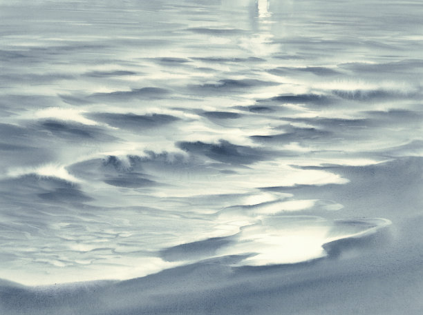 海浅黑白水彩背景图片下载
