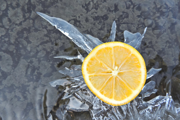 圆片的柑橘，柠檬和图案冰图片下载