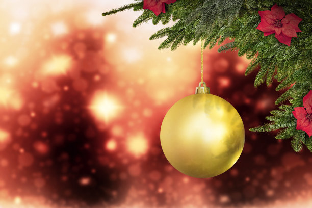 圣诞金球，季节十二月背景图片下载