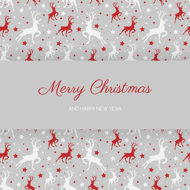 驯鹿剪影和祝福的圣诞卡片。向量图片下载