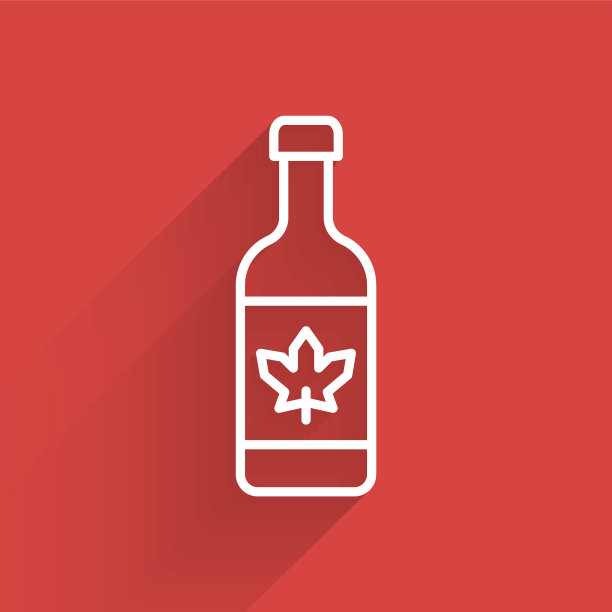 白色线啤酒瓶图标孤立与长阴影。向量图片下载