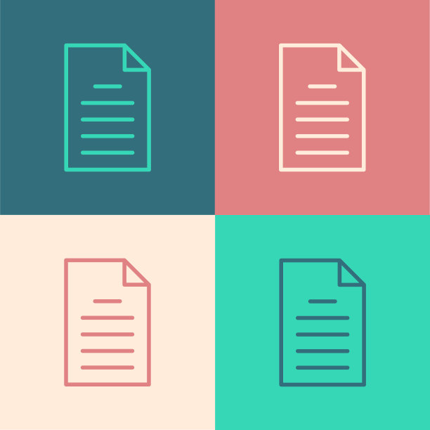 波普艺术线文件文件图标孤立的颜色背景。清单图标。经营理念。向量图片下载