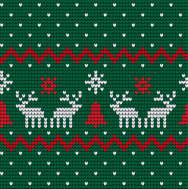 挪威风格的针织圣诞和新年图案，插画图片下载