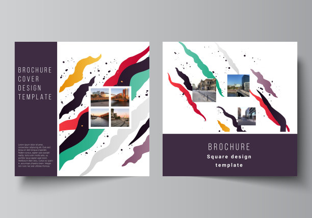 矢量布局的两个方形封面设计模板为宣传册，传单，杂志，封面设计，书籍设计，宣传册封面，创意机构，公司，商业，投资组合，pitch deck，创业。图片下载