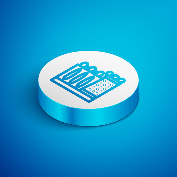 萨尔瓦多达利博物馆在菲格雷斯，西班牙图标孤立在蓝色背景。白色圆圈按钮。向量图片下载