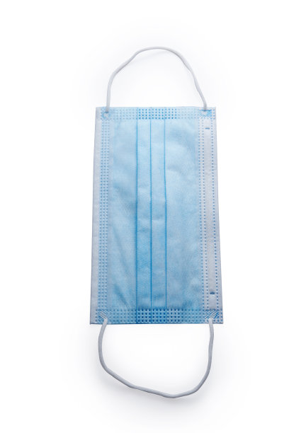 蓝色口罩。孤立在白色背景上。图片下载