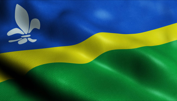 3D挥舞荷兰省旗的弗莱弗兰特写视图图片下载