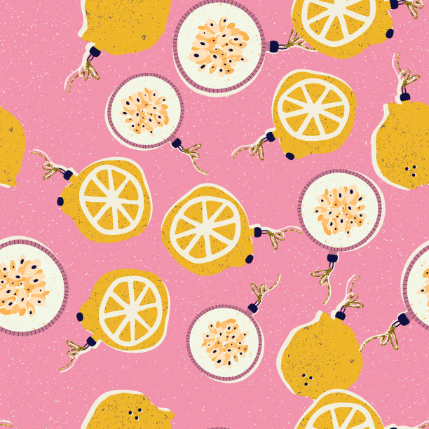 圣诞和新年无缝模式与圣诞树玩具形式的百香果和柠檬矢量。图片下载