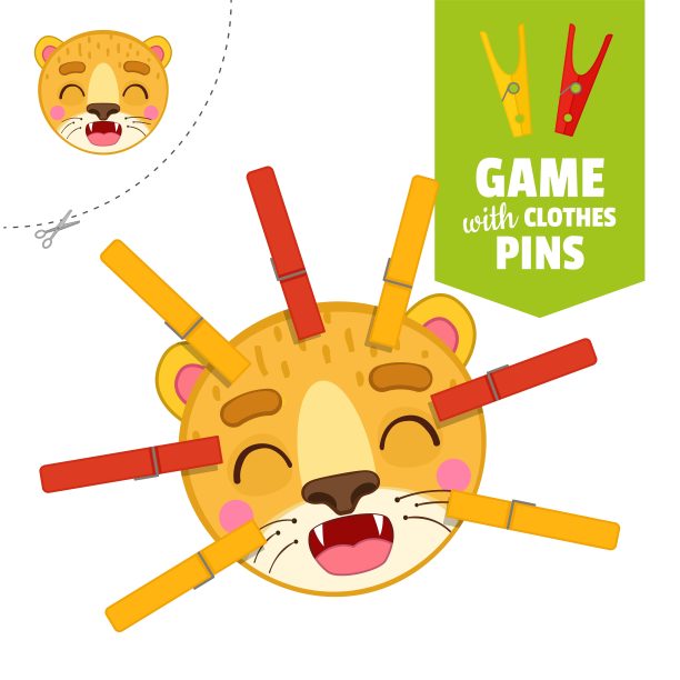 可打印的教育游戏与衣夹。图片下载