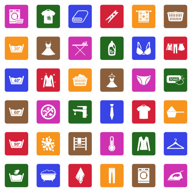 洗衣图标。方形的白色平面设计。矢量插图。图片下载