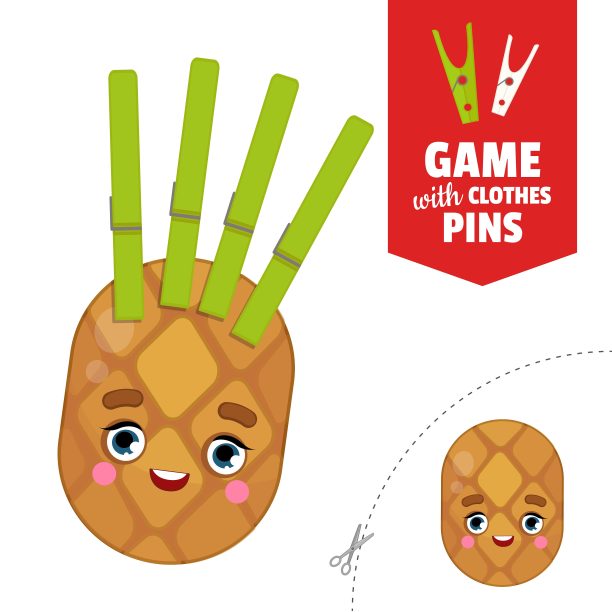 印刷教育游戏与晾衣夹。图片下载