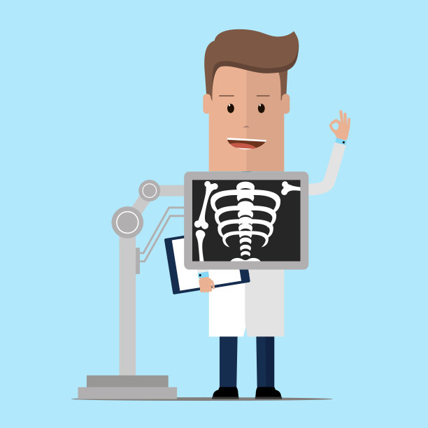 在做胸部x光检查时的x线医生。矢量图图片下载