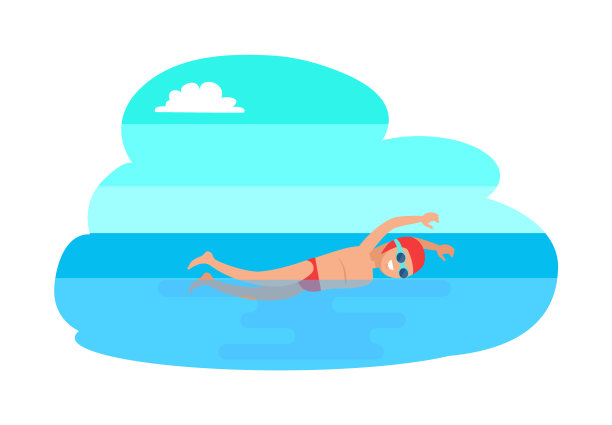 蝴蝶运动中风男子矢量插图图片下载