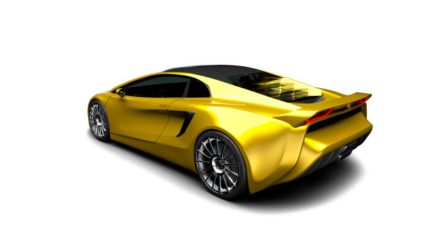 黄色跑车侧视图孤立在白色图片下载