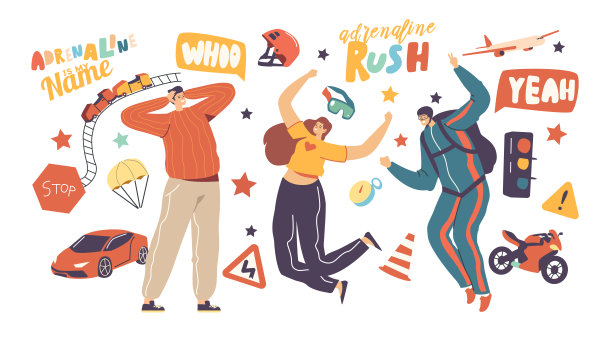 肾上腺素活动及体育康乐。Happy Young Characters极端空闲时间。跳伞，赛车图片下载