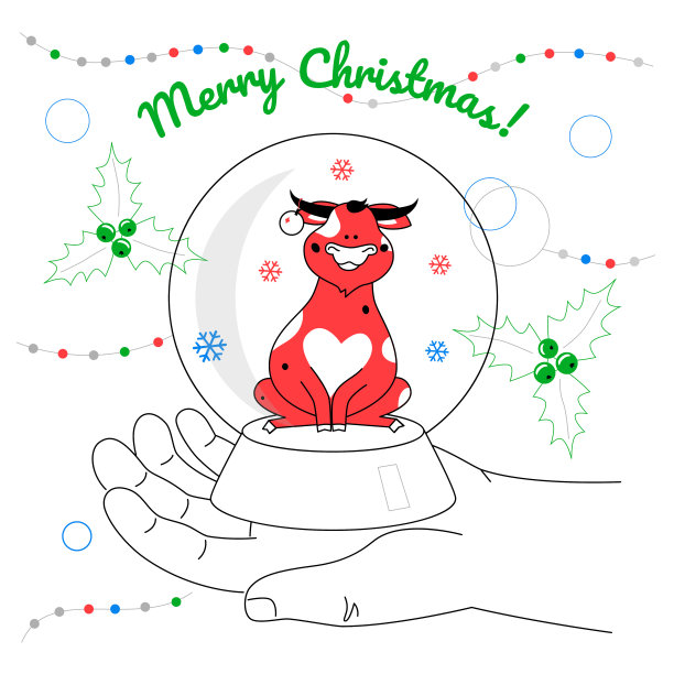 圣诞快乐-彩色平面设计风格的插图图片下载