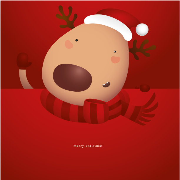 圣诞驯鹿贺卡，矢量插图图片下载