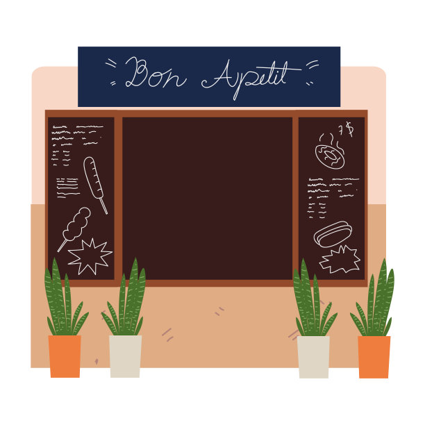 餐厅正面有黑板菜单和广告牌图片下载