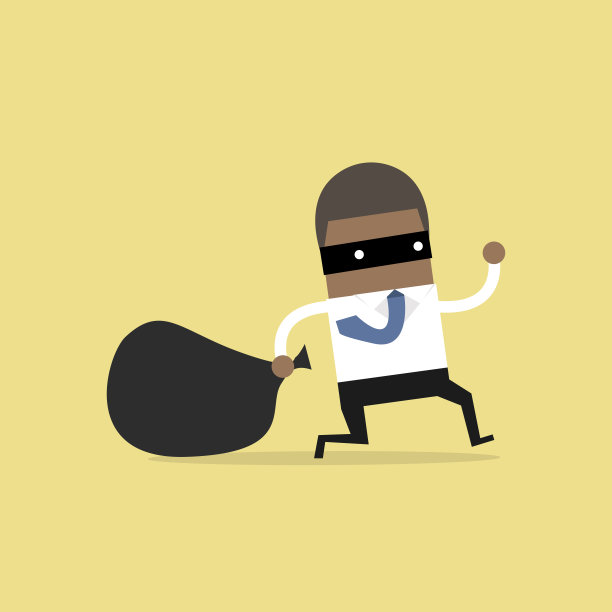 戴着防盗面具的非洲商人带着偷来的包逃走了。图片下载