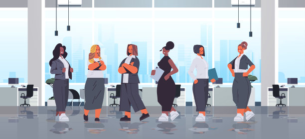 混合种族的女企业家群体站在一起，女子团队的商业竞争的领导理念图片下载