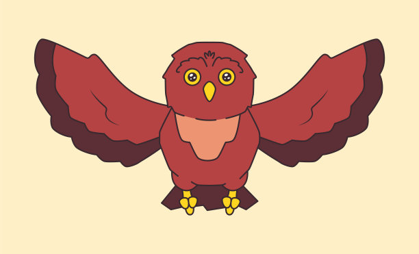 卡通可爱的猫头鹰飞鸟矢量插图图片下载