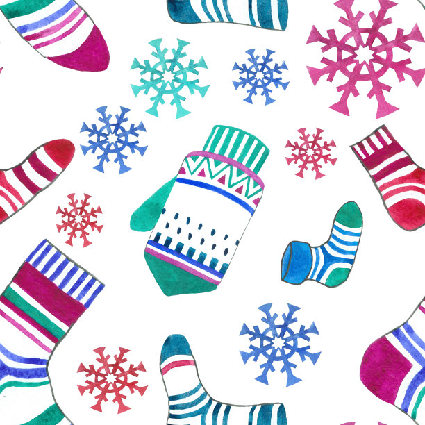 水彩圣诞无缝图案。图片下载