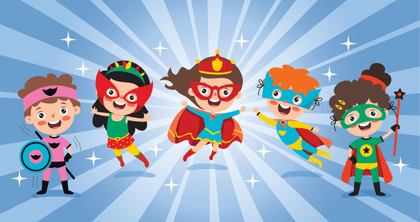 搞笑卡通超级英雄摆造型图片下载