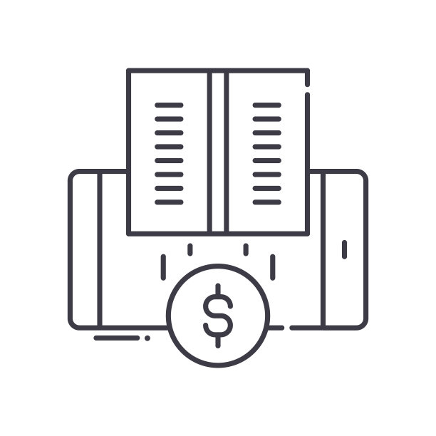 电子书服务图标，线性孤立的插图，细线矢量，网页设计标志，大纲概念符号与可编辑的笔画在白色的背景。图片下载