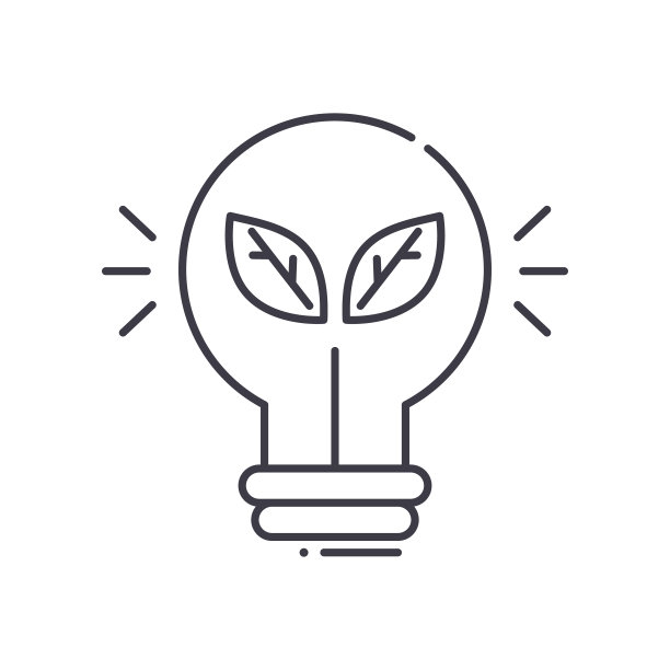 生态灯图标，线性孤立的插图，细线矢量，网页设计标志，轮廓概念符号与可编辑的笔触在白色的背景。图片下载