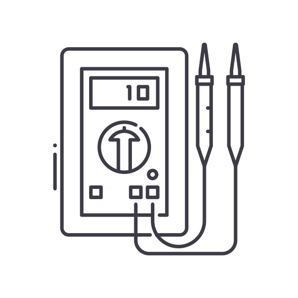 电气服务图标，线性孤立的插图，细线矢量，网页设计标志，大纲概念符号与可编辑的笔触在白色的背景。图片下载