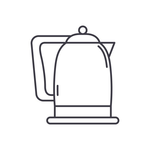 电热水壶概念图标，线性孤立的插图，细线矢量，网页设计标志，大纲概念符号与可编辑的笔画在白色的背景。图片下载