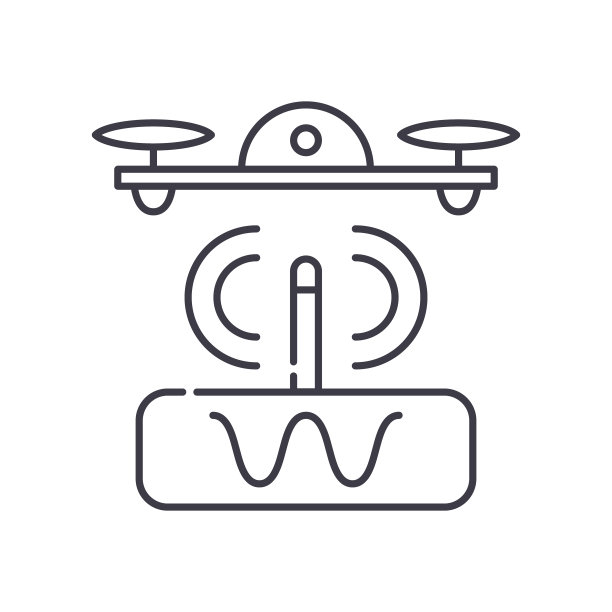 无人机管理图标，线性孤立的插图，细线矢量，网页设计标志，轮廓概念符号与可编辑的白色背景笔触。图片下载