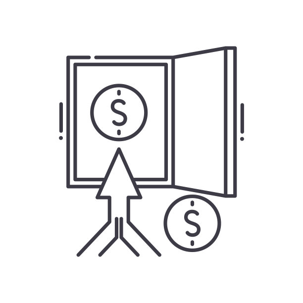 退出策略图标，线性孤立的插图，细线矢量，网页设计标志，轮廓概念符号与可编辑的白色背景笔触。图片下载