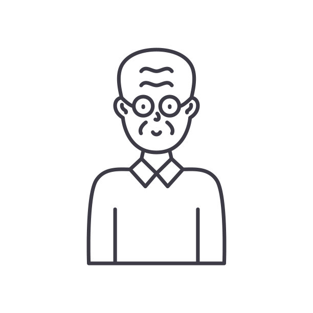 老年人年龄图标，线性孤立的插图，细线矢量，网页设计标志，轮廓概念符号与可编辑的笔画在白色背景。图片下载