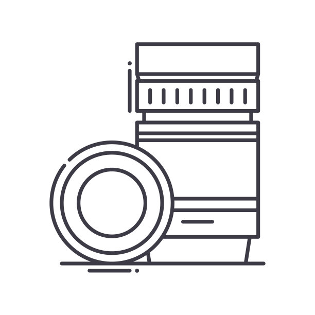 单反len图标，线性孤立的插图，细线矢量，网页设计标志，轮廓概念符号与可编辑的笔触在白色背景。图片下载