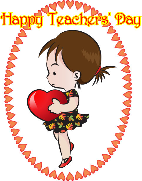 卡通女孩与爱花图片下载