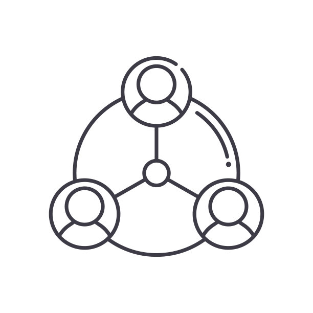 人连接图标，线性孤立的插图，细线矢量，网页设计标志，轮廓概念符号与可编辑的白色背景笔触。图片下载