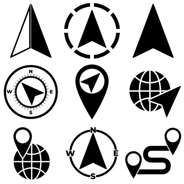 导航图标，标志孤立在白色背景上图片下载