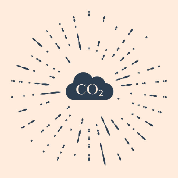 黑色的二氧化碳排放量在云图标上的米色背景。二氧化碳公式符号，烟雾污染概念，环境概念，燃烧产物。抽象的圆随机点。矢量图图片下载