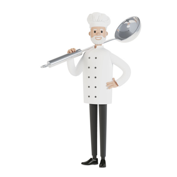 厨师用大勺。3D插图卡通风格。图片下载